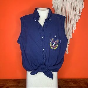 Vintage Mickey Unlimited by Jerry Leigh Button Down Sleeveless Blouse